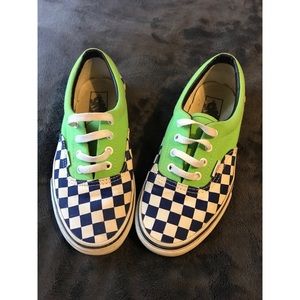 Vans Era Shoes - Green w/ Blue Checkers